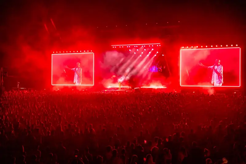 Stage in red light