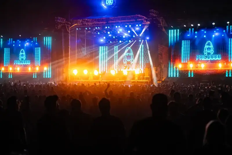Night concert with blue lights